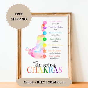 Chakras Affirmations Poster | Museum Quality Matter Paper | 11x17&quot; | Spiritual Gift | Mindfulness gift | Gift for Yogis | Gifts under 50