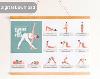 Beginner Yoga Poses Poster: Illustrated Routine (Digital Download)