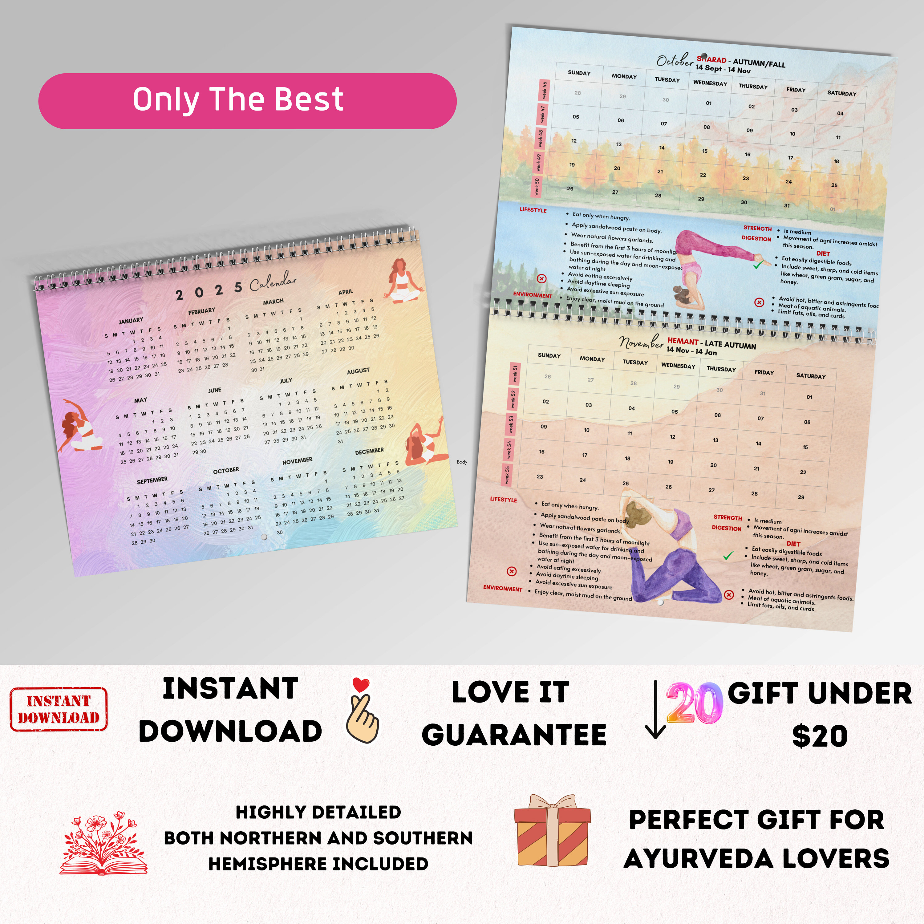 Kalender 2025 Ritucharya Ayurveda zum Ausdrucken, Ayurveda