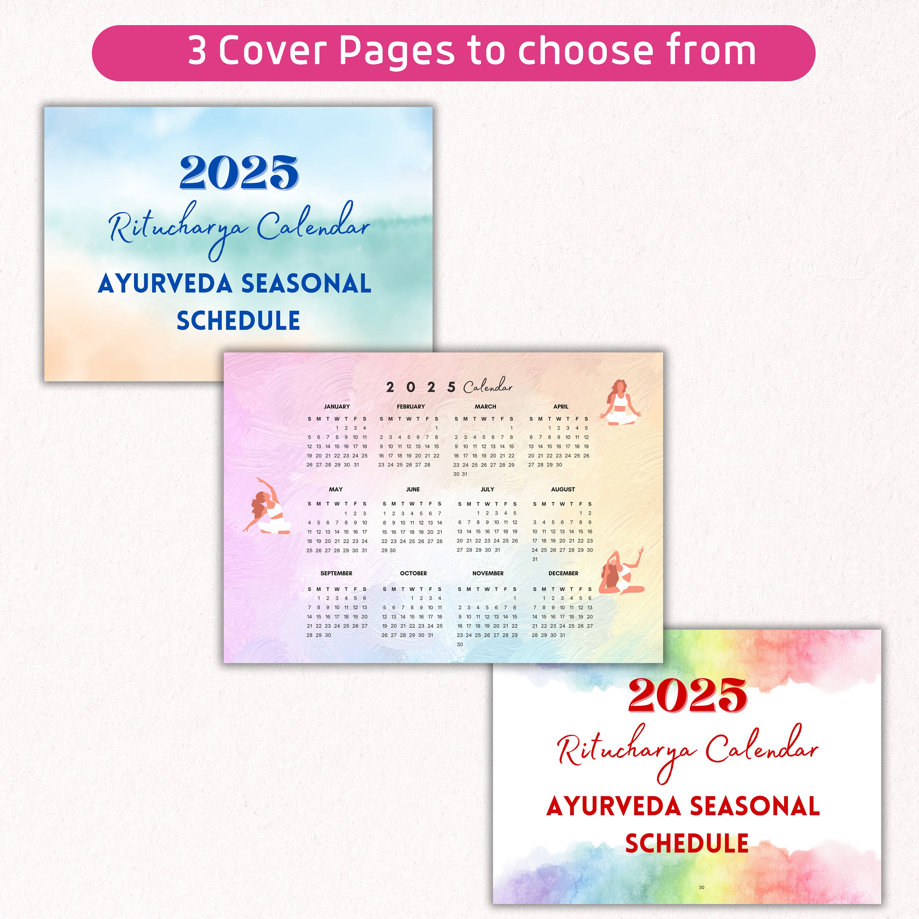 Kalender 2025 Ritucharya Ayurveda zum Ausdrucken, Ayurveda