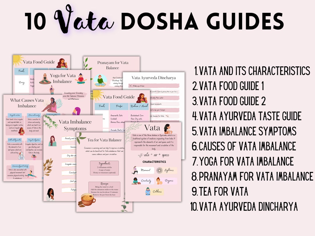 Ayurveda Vata Dosha Posters Worksheet and Book Inserts, Vata Dosha ...