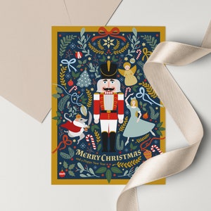 Cartão de Natal para impressão, Cartão de Natal quebra-nozes, Cartão para impressão, Cartão de felicitações, Cartão de Natal digital, Impressão digital, Feliz Natal