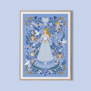 Assepoester print, illustratie muurkunst, sprookjesachtige kunst print, afdrukbare muurkunst, downloadbare print, digitale print, kunst aan de muur