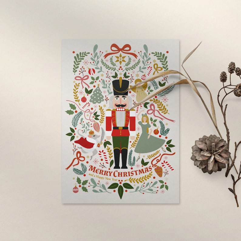 Christmas Card Printable, Nutcracker Christmas Card, Printable Card, Greeting Card, Digital Christmas Card, Digital Print, Merry Christmas image 3