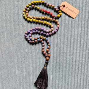 Natural Wood Mala Necklace – 8mm Hand Knotted Meditation Beads | Spiritual Jewelry | Japa Mala | Yoga Gift for Her or Him | Mindful Wear