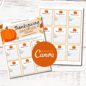 Candy Grams editables para el Día de Acción de Gracias / Recaudación de fondos para la escuela, la iglesia / Tarjetas imprimibles para el Día de Acción de Gracias / Recaudación de fondos de otoño de la PTA y la PTO / Grams de gratitud