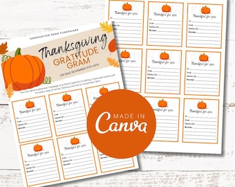 Editable Thanksgiving Candy Grams | Fundraiser for School, Church | Printable Thanksgiving Cards | PTA PTO Fall Fundraiser | Gratitude Grams