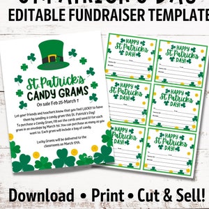Insamling till St. Patrick's Day Candy Gram | Redigerbar flygblad för St. Patrick's Day Candy Gram | Föräldraföreningens insamling till skola, dans, cheerleading och idrottslag