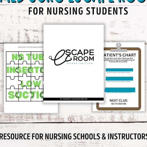 Printable Nursing/Medical Escape Room | Editable Escape Room Template for Nursing Instructors | Escape Room for Nursing Students