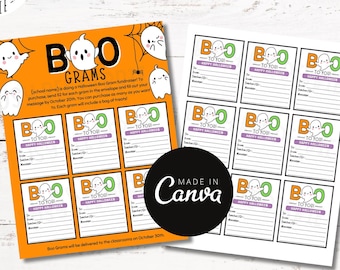 Halloween Boo Grams | PTA, PTO School Fundraiser Printable | Halloween Cards for Students | Fall Halloween Fundraiser Flyer | Candy Grams