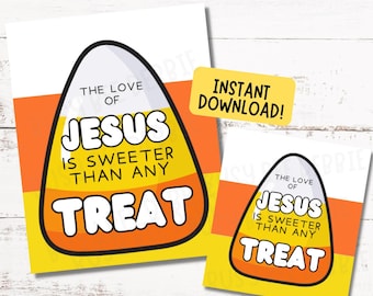Christian Fall Candy Corn Tags | Gift Tags for Halloween, Trunk or Treat, Fall Festival, Thanksgiving, Sunday School, Church Country Fair