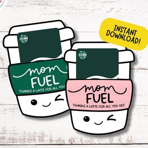 Regalo de café para el Día de la Madre / Tarjeta imprimible para el Día de la Madre / Regalo para madres / Porta tarjetas de regalo / Combustible para mamás / Regalo de cumpleaños / Feliz cumpleaños, mamá