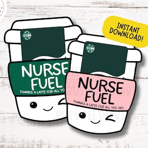 Kaffee Krankenschwester Geschenk zum Ausdrucken | Krankenschwester Wertschätzung, Personal Geschenk, Mitarbeiter Wertschätzung, Geschenkkartenhalter | Nurse's Week | Nurse Week Geschenke