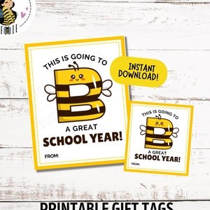 Etichetta regalo per il ritorno a scuola dell&#39;ape / Regali del primo giorno di scuola / Andare all&#39;ape per un fantastico anno scolastico / Aula a tema delle api / Etichette delle api stampabili