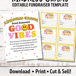 Candy Grams para o Dia dos Namorados | Kindness Grams para angariação de fundos para o Dia da Gentileza ou Semana da Gentileza | Cartões Good Vibes | PTA PTO School Fundraiser
