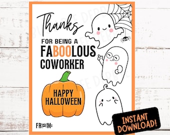 Coworker Appreciation Halloween Printable Tag | Halloween Candy Gift Tags | Candy Tags | Faboolous Coworker Staff Appreciation  Printable