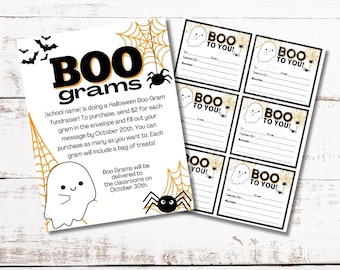 Editable Boo Grams Fundraiser Flyer | Halloween Candy Gram Fundraiser | Halloween Ghost Cards | PTA Fundraiser | Halloween Treat Cards