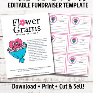 編集可能なバレンタインデーの花の募金活動テンプレート | バレンタイン フライヤー Canva テンプレート | 学校、応援、ダンス、教会向けの募金活動のアイデア