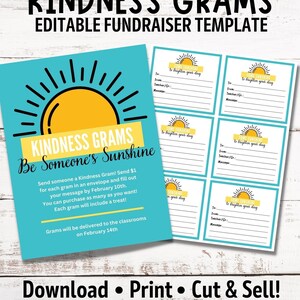 Afdrukbare sjabloon voor vriendelijkheidsgram-inzamelingsactie | Sunshine Candy Grams voor PTO PTA School Fundraiser, ziekenhuizen, kerk, sportteams