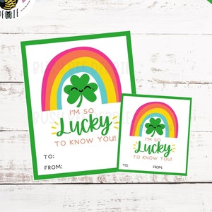 Editable St. Patrick&#39;s Day Tags | Lucky To Know You Cards | Kids St. Patrick&#39;s Gift Tags for Treats | Editable Shamrock Classroom Tag