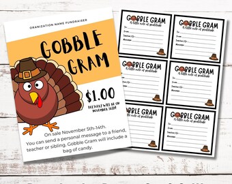 Thanksgiving Gobble Gram Download | Candy Grams for School Fundraiser | Printable Turkey Gram | Thankful Gram | School Candy Gram Fundraiser