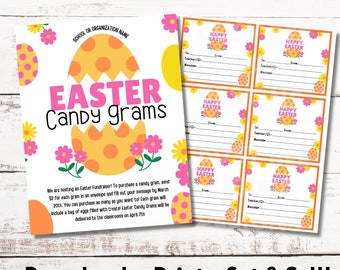 Bewerkbare flyer voor inzamelactie voor gram paassnoep | Afdrukbare sjabloon lente-pasen-inzamelingsactie | Inzamelingsactie voor PTA PTO-school voor Pasen | Paaseieren