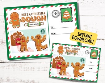 Printable Gingerbread Man Card | Christmas Postcard Gift Card Holder | Holiday Appreciation Gifts | Christmas Cards | Gift for Teenagers