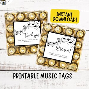 Printable Music Theme Gift Tags Tags for Music Recital, Music Teacher Piano Recital Tags or ...