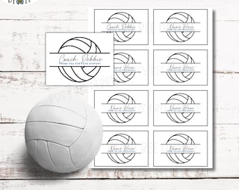 Bewerkbare bloemboeketkaarten volleybal | Cadeaukaartjes voor volleybalteam | Eindeseizoenscadeaus voor coach, assistent-coach en vrijwilligers