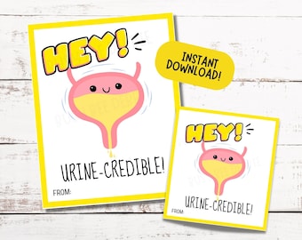 Afdrukbare urinecadeaukaartjes | Kaarten voor arts, verpleegkundige, uroloog, nefroloog, zorgverlener | Medische woordspeling voor Nurse Week, Valentijnsdag