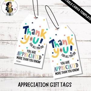 Thank You Gift Tags Printable | Teacher Appreciation | Nurse, Staff, Thank You Editable Tags | Employee Appreciation Day | Teacher's Week