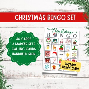 White Elephant Christmas Party Game | Printable Christmas Bingo Cards | Bingo Markers | Bingo Calling Cards | Bingo Handheld Sign