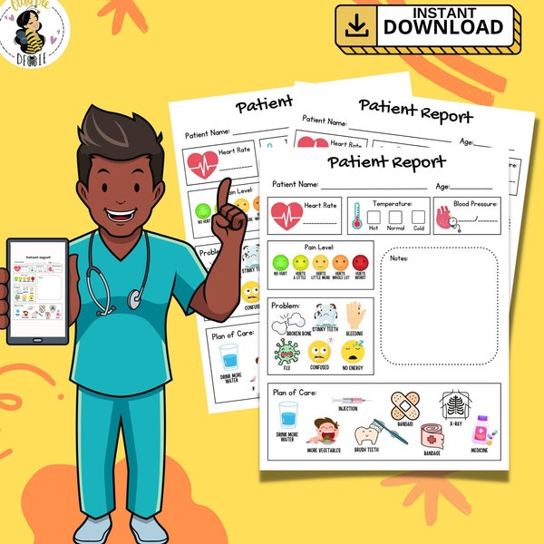 the report of the week merch Doctors and Nurses Pretend Play | Patient Report Sheet Instant Download | PDF Medical Form for Kids | Play Nurse Medical for Kids