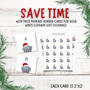 Échange de cadeaux avec éléphant blanc à imprimer | Téléchargement modifiable pour une fête de Noël cadeau éléphant blanc | Jeux de fête des fêtes PDF