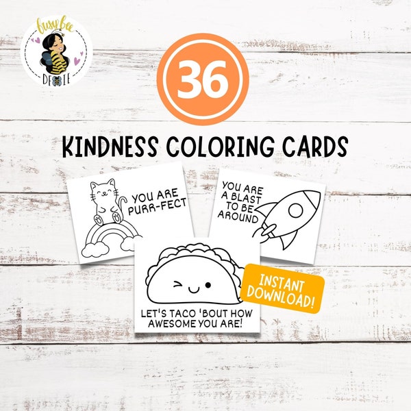 Compliment Cards | Kindness Cards to Color | Printable Positivity Cards | Kindness Cards for Kids | Coloring Cards | Kindness Day