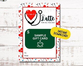 Koffiecadeaukaarthouder | Week van de verpleegkundige | Dokterweek |  Cadeaubon voor verpleegkundigen, schoolverpleegkundige, ziekenhuispersoneel, RT, PA, NP | Valentijnsdag