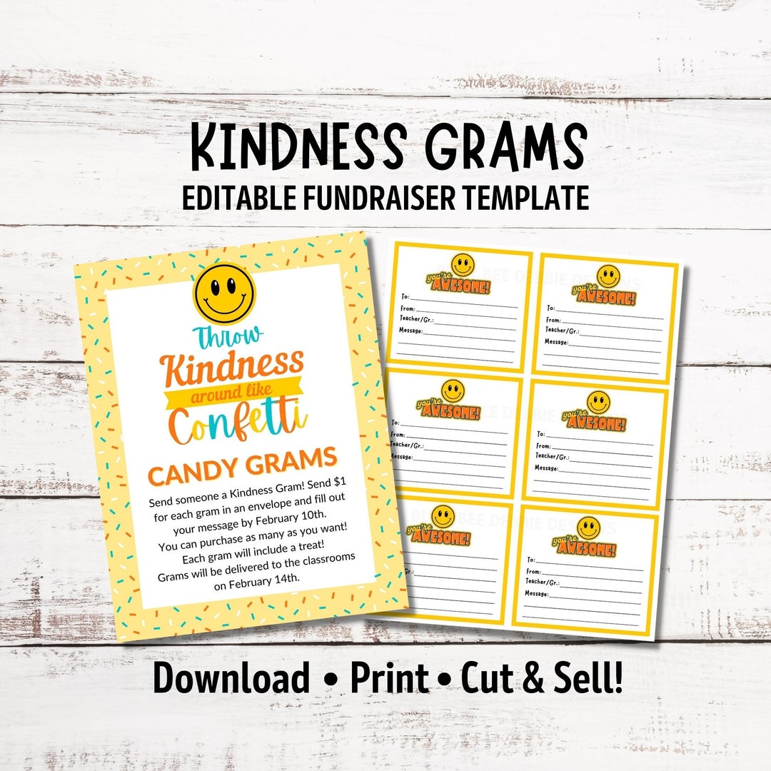 Editable Kindness Grams for Valentines Day, Kindness Day or Kindness
