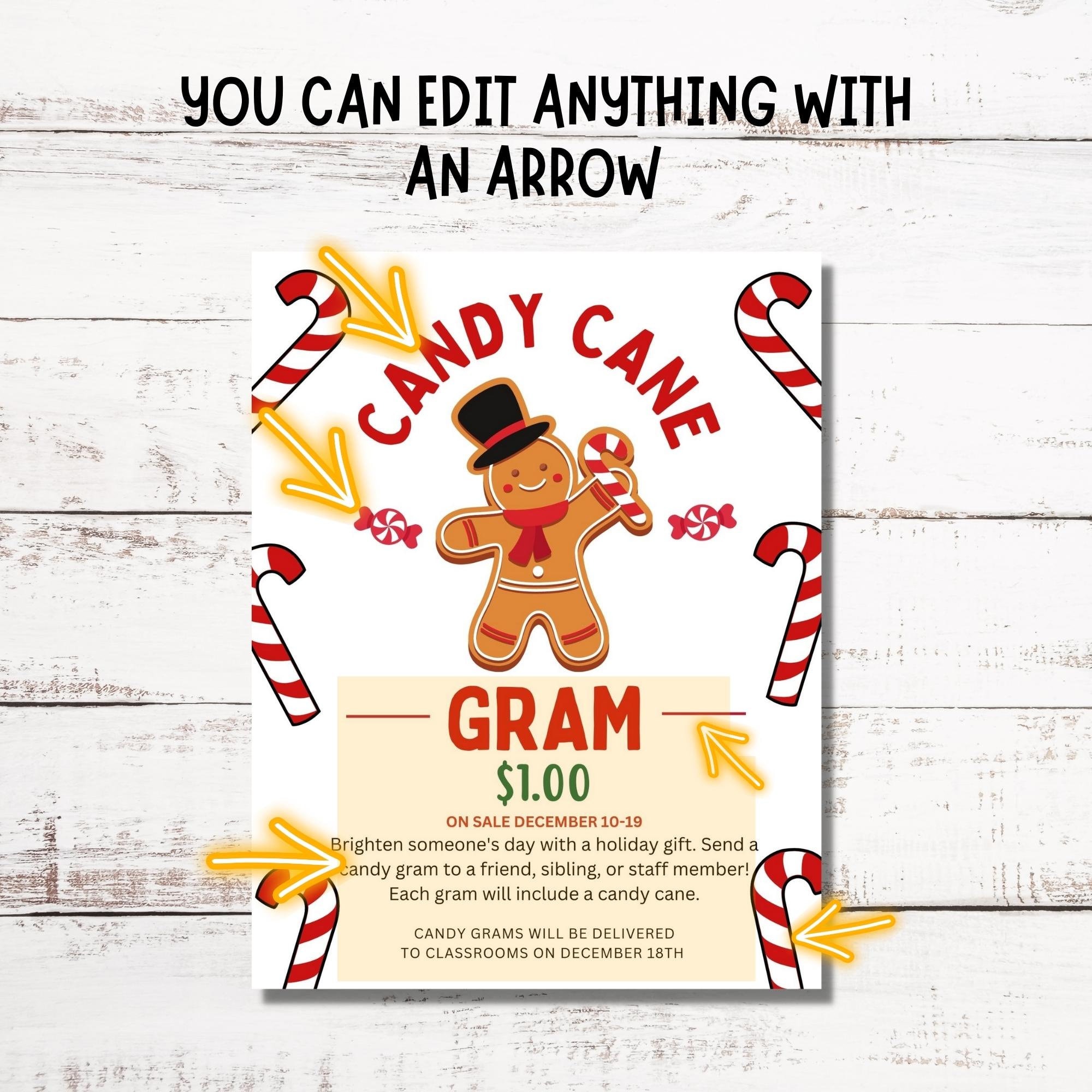 Christmas Candy Cane Gram Template Editable Candy Cane Gram Etsy Christmas Candy Cane Gram Template Editable Candy Cane Gram Etsy