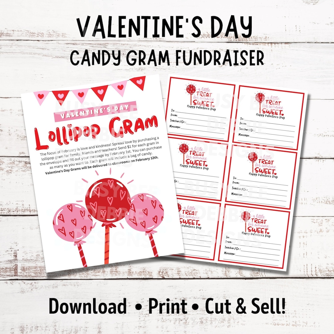 Editable Valentine's Day Lollipop Gram Valentine's Etsy