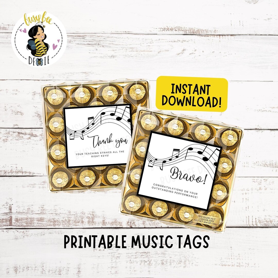 Printable Music Theme Gift Tags Tags for Music Recital, Music Teacher
