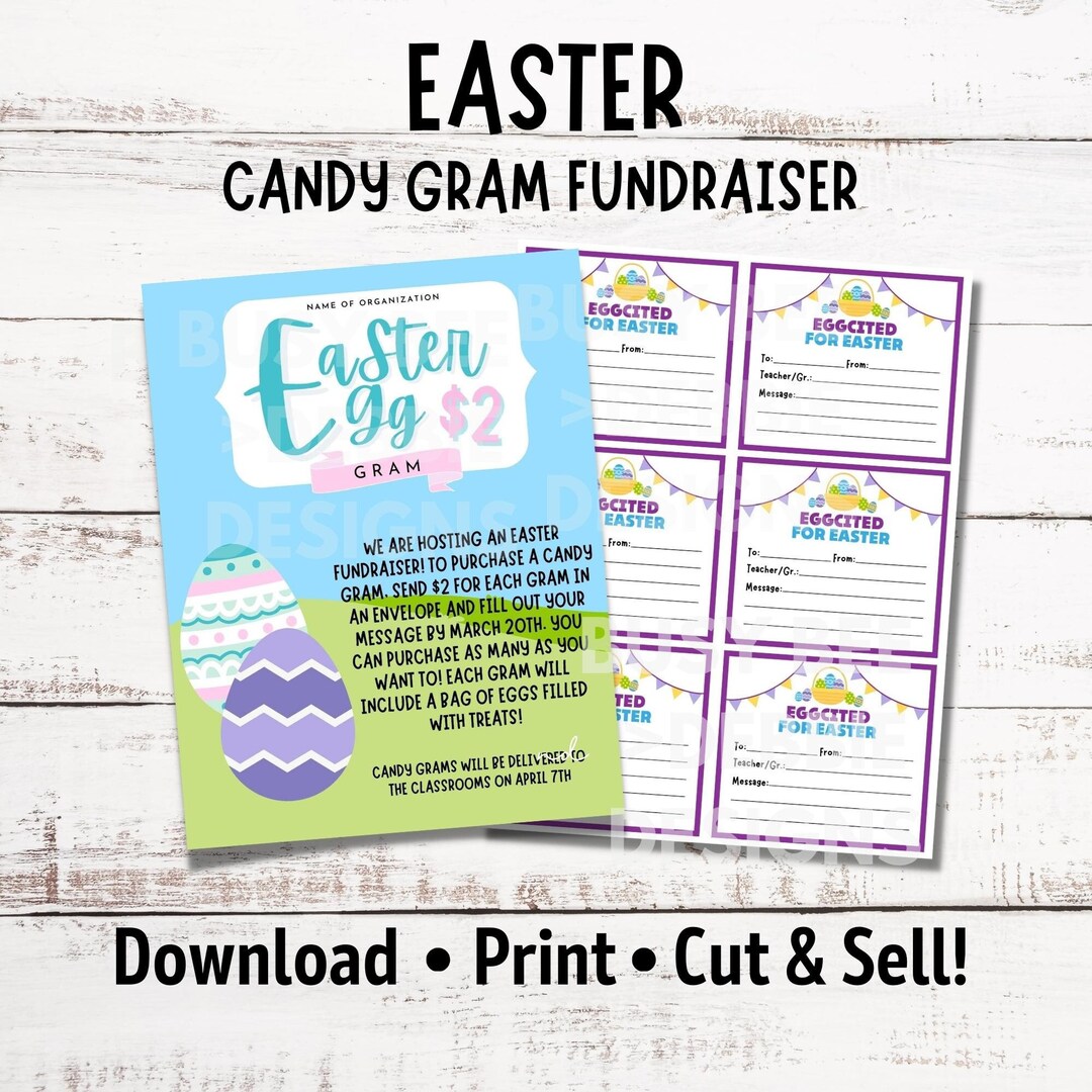 Printable Easter Egg Fundraiser Flyer Easter Candy Gram Etsy