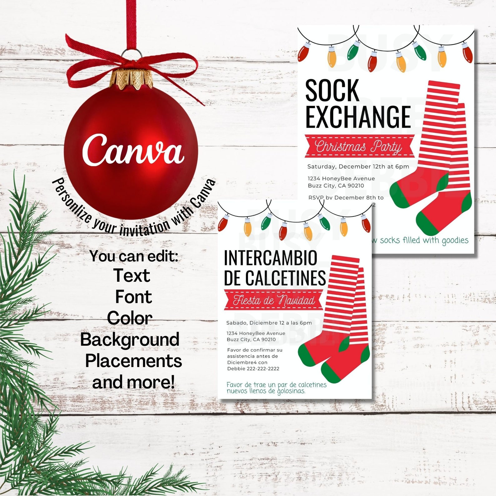 Editable Sock Exchange Christmas Party Invitation Printable - Etsy