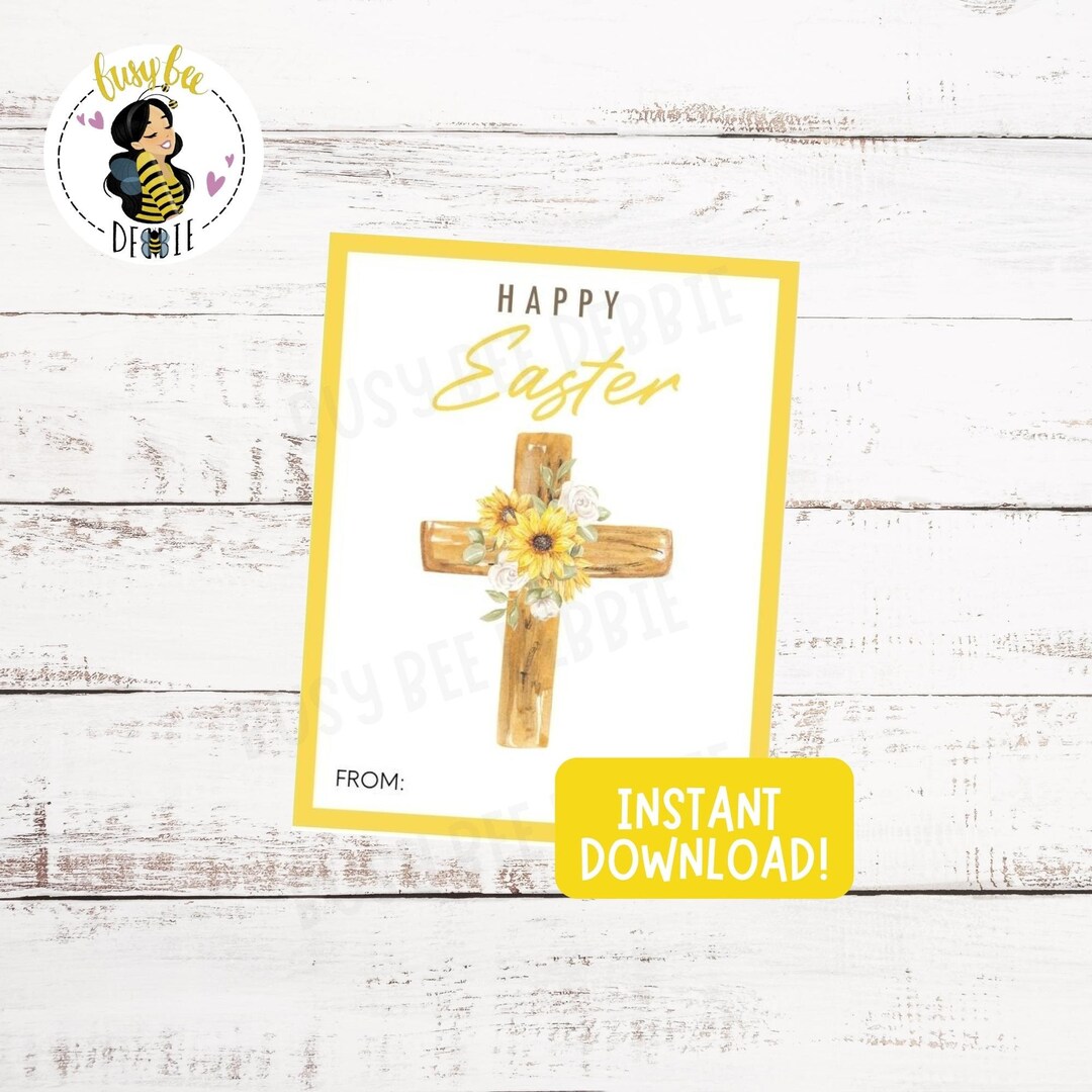 Printable Easter Cross Cards Watercolor Yellow Sunflower - Etsy