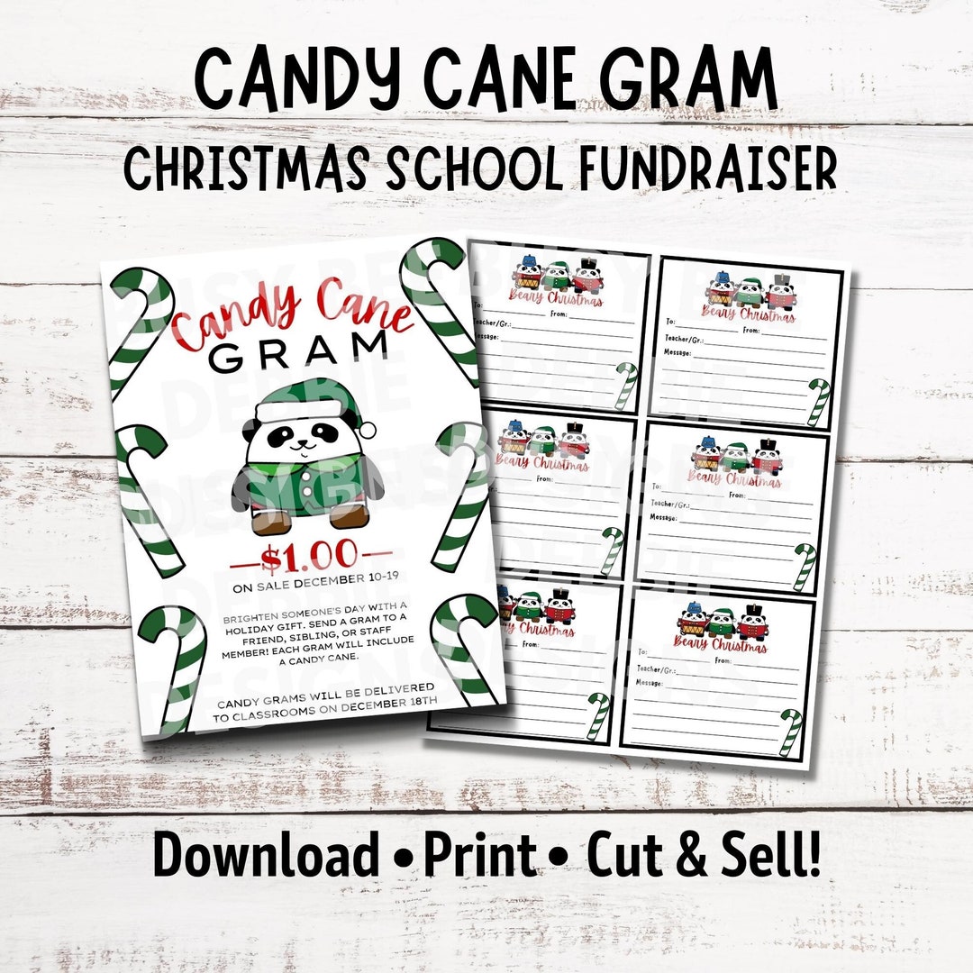 Christmas Candy Cane Gram School Fundraiser Santa Panda Holiday Candy
