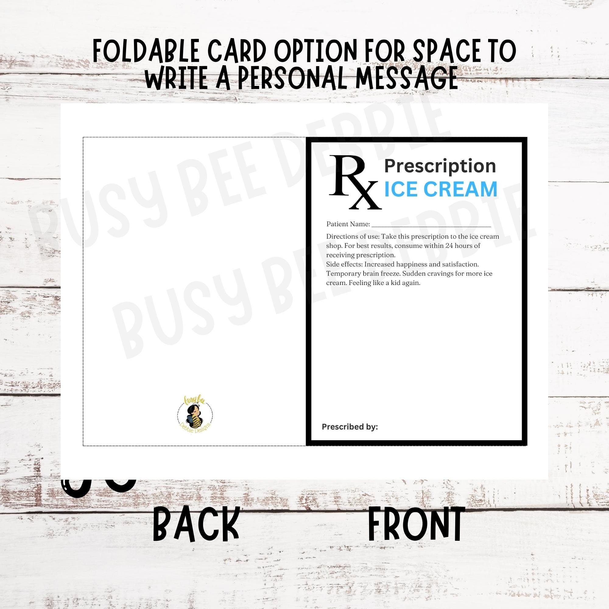 Printable Ice Cream Gift Card Holder for Mothers Day Nurse Etsy