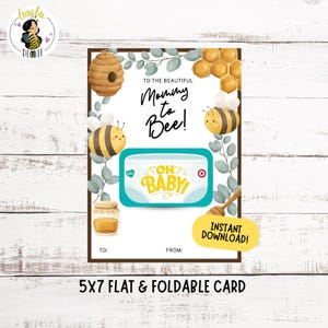 Biglietto d'auguri stampabile per baby shower / Porta carte regalo "Mommy to Bee" / Regalo per baby shower per la futura mamma / Biglietto d'auguri / Festa della mamma