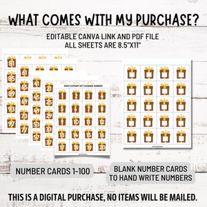 White Elephant Gift Exchange Printable Numbers | Editable Download for ...