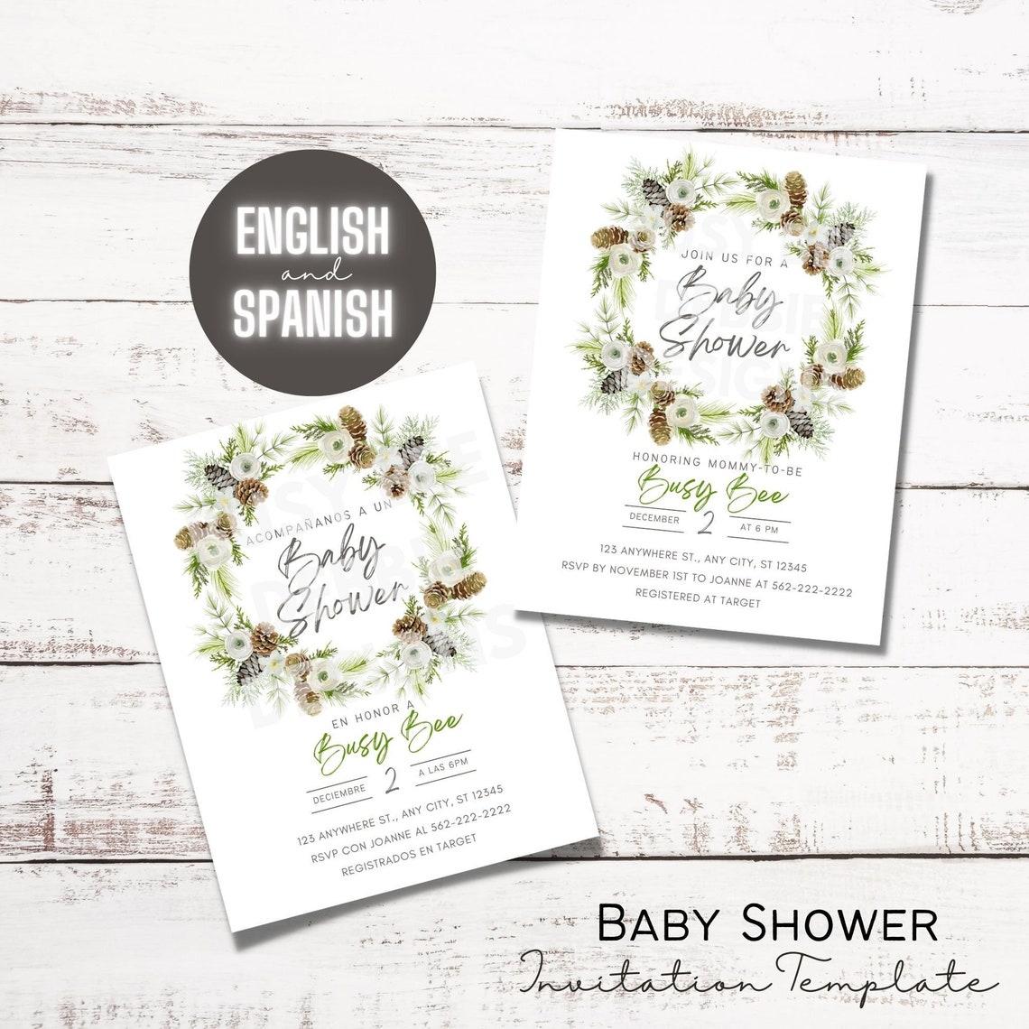 Baby Shower Digital Invitation Spanish Baby Shower Invite Etsy