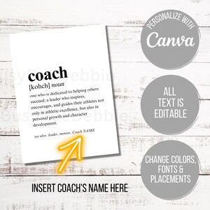 Coach Gift Printable Card | Coach Definition | Coach Thank You Gift ...