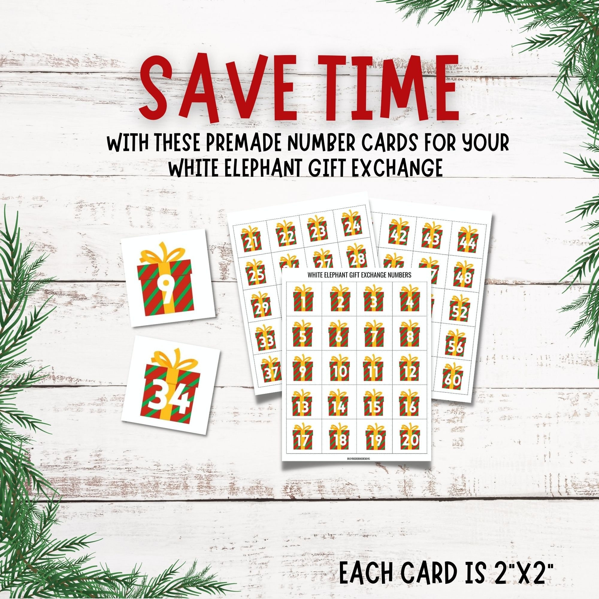 white elephant gift exchange printable numbers | editable download